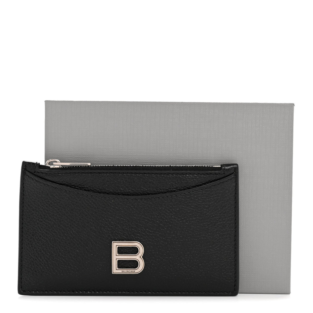Calfskin Hourglass Long Coin Case Card Holder Black
