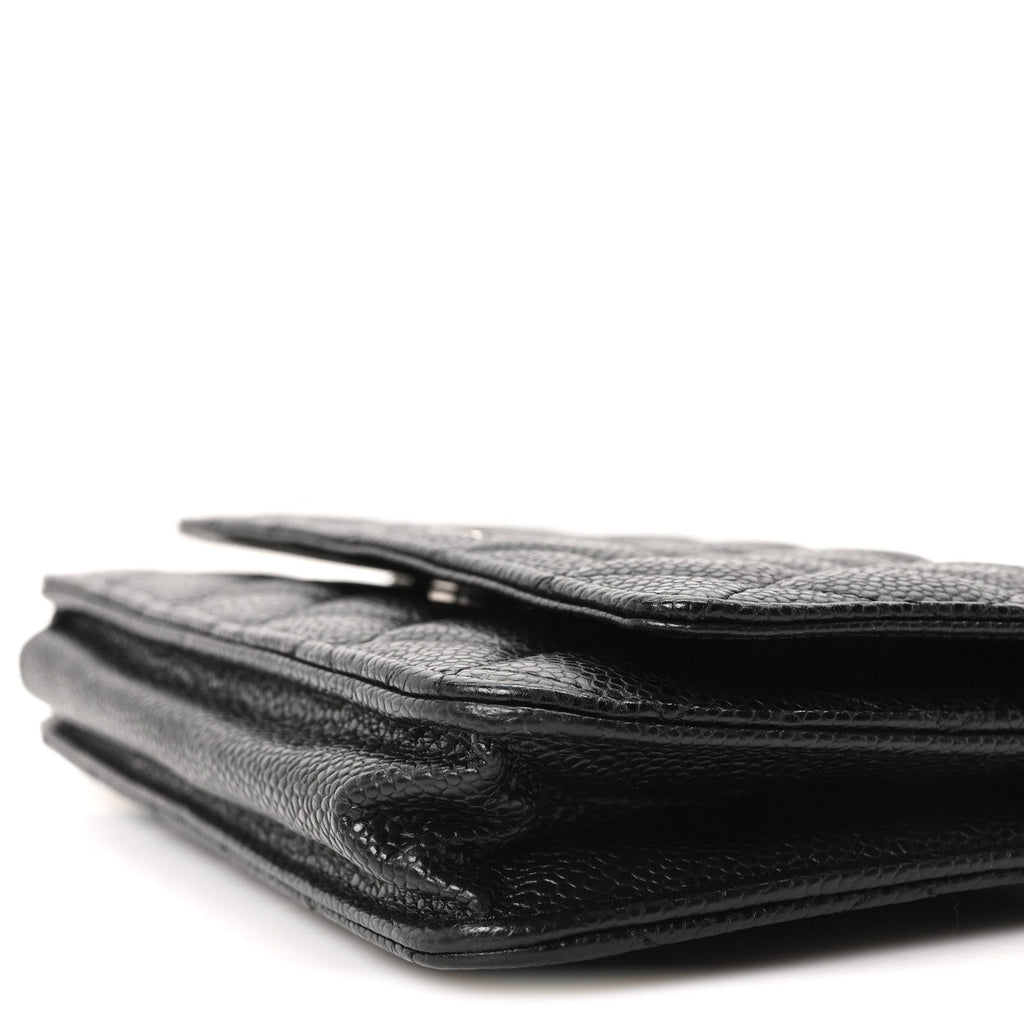 Caviar Quilted Wallet on Chain WOC Black