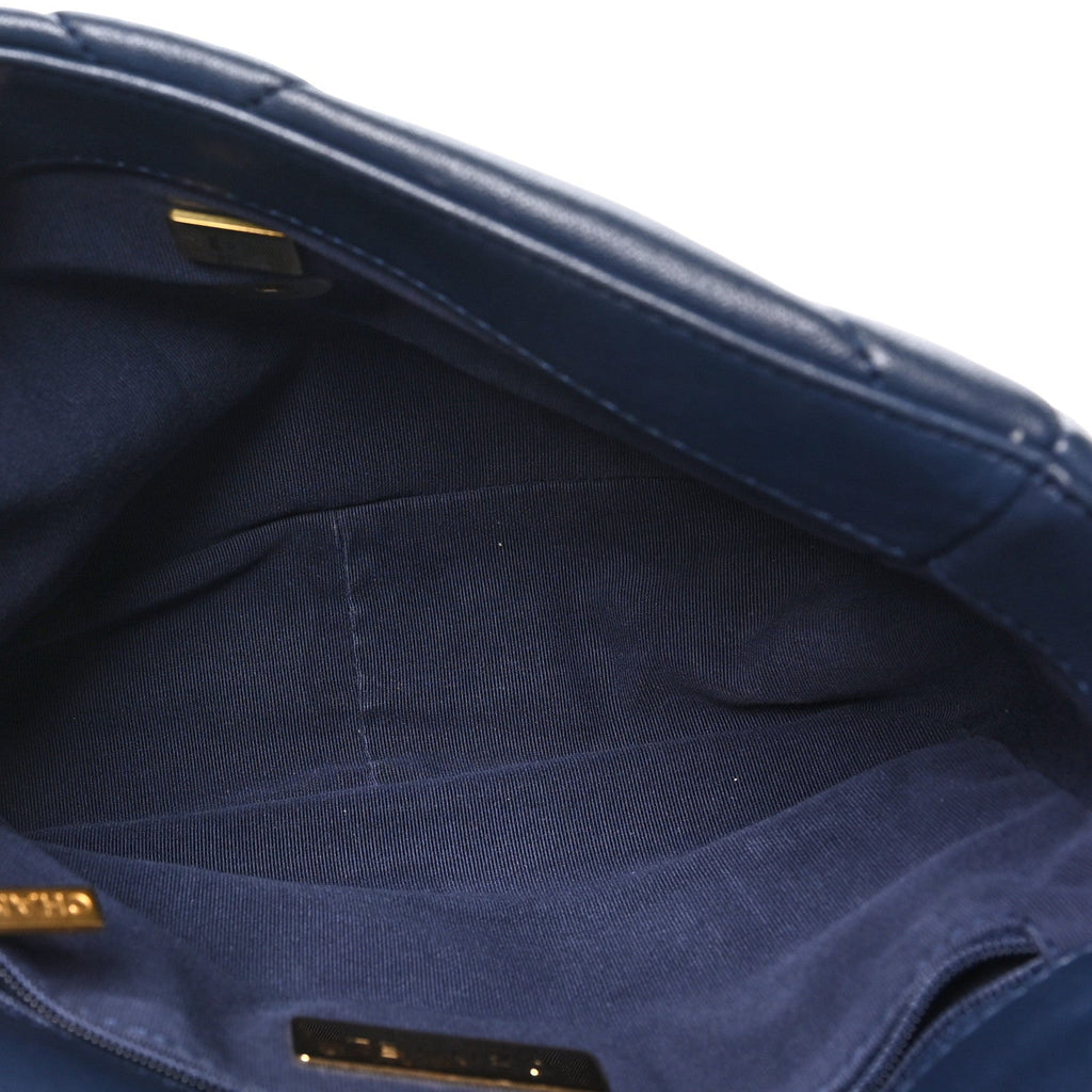 Goatskin Quilted Medium Chanel 19 Flap Navy Blue