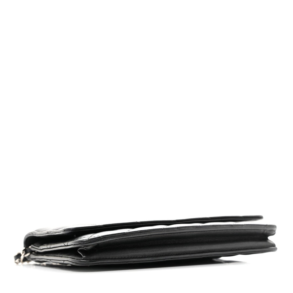 Lambskin Quilted Wallet On Chain WOC Black