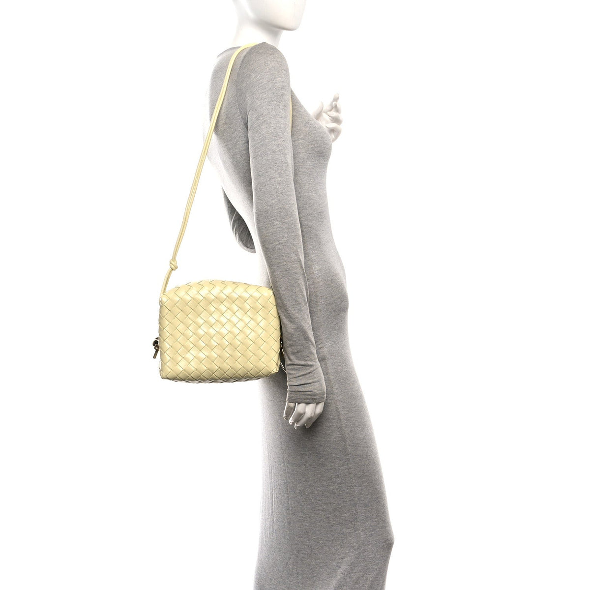 Polished Nappa Intrecciato Knot Small Loop Camera Bag Zest Washed
