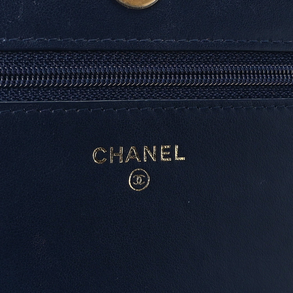 Caviar Quilted Boy Wallet On Chain WOC Navy
