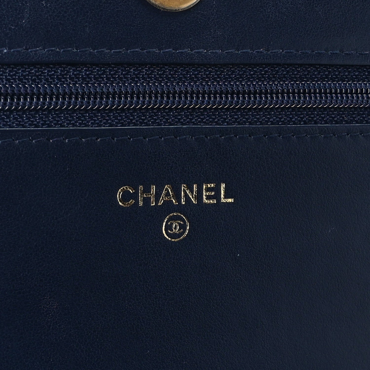 Caviar Quilted Boy Wallet On Chain WOC Navy