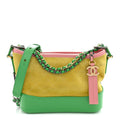 Suede Calfskin Quilted Small Gabrielle Hobo Pink Green Yellow