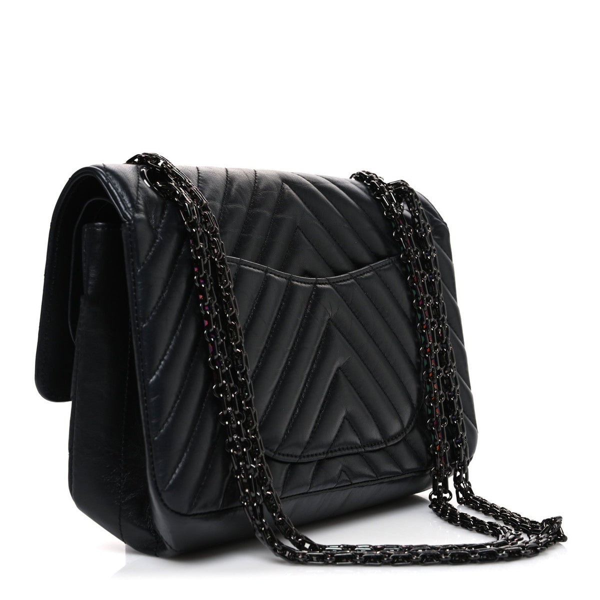 Sheepskin Chevron Quilted 2.55 Reissue 225 Double Flap So Black