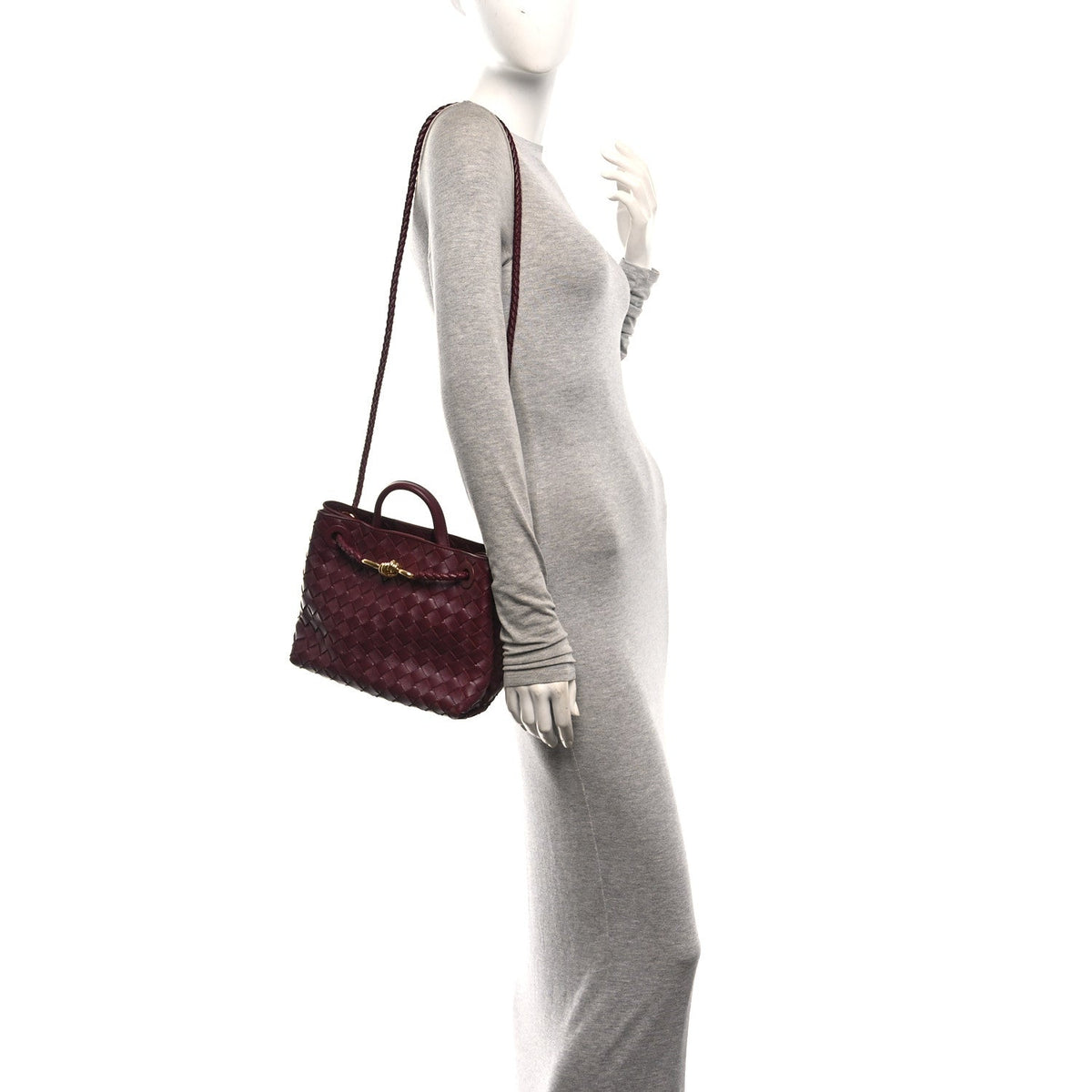 Nappa Intrecciato Small Andiamo Shoulder Bag Barolo