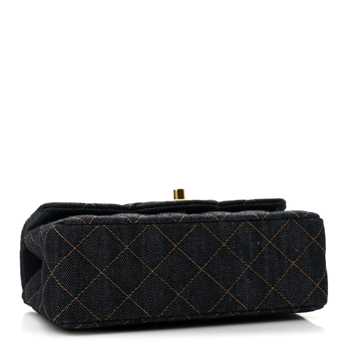 Denim Quilted Mini Rectangular Flap Dark Blue