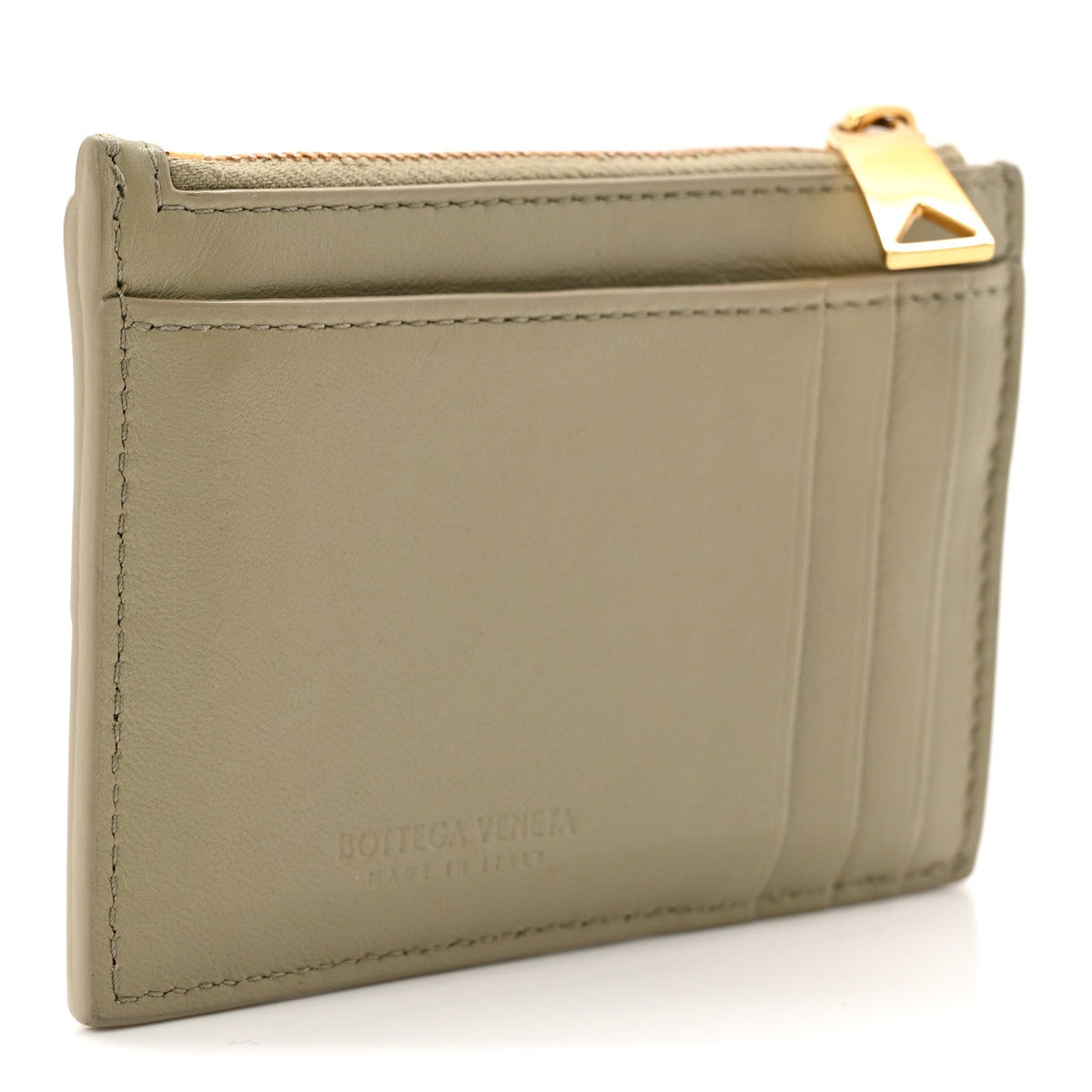 Nappa Maxi Intrecciato Cassette Zipped Card Case Travertine