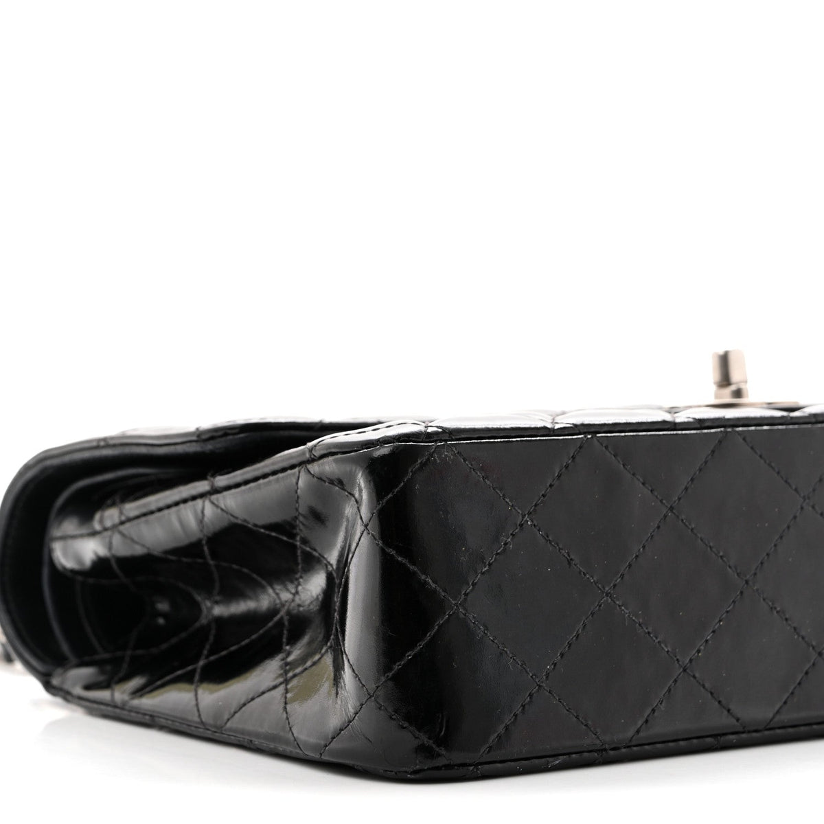 Patent Quilted Medium Double Flap Black