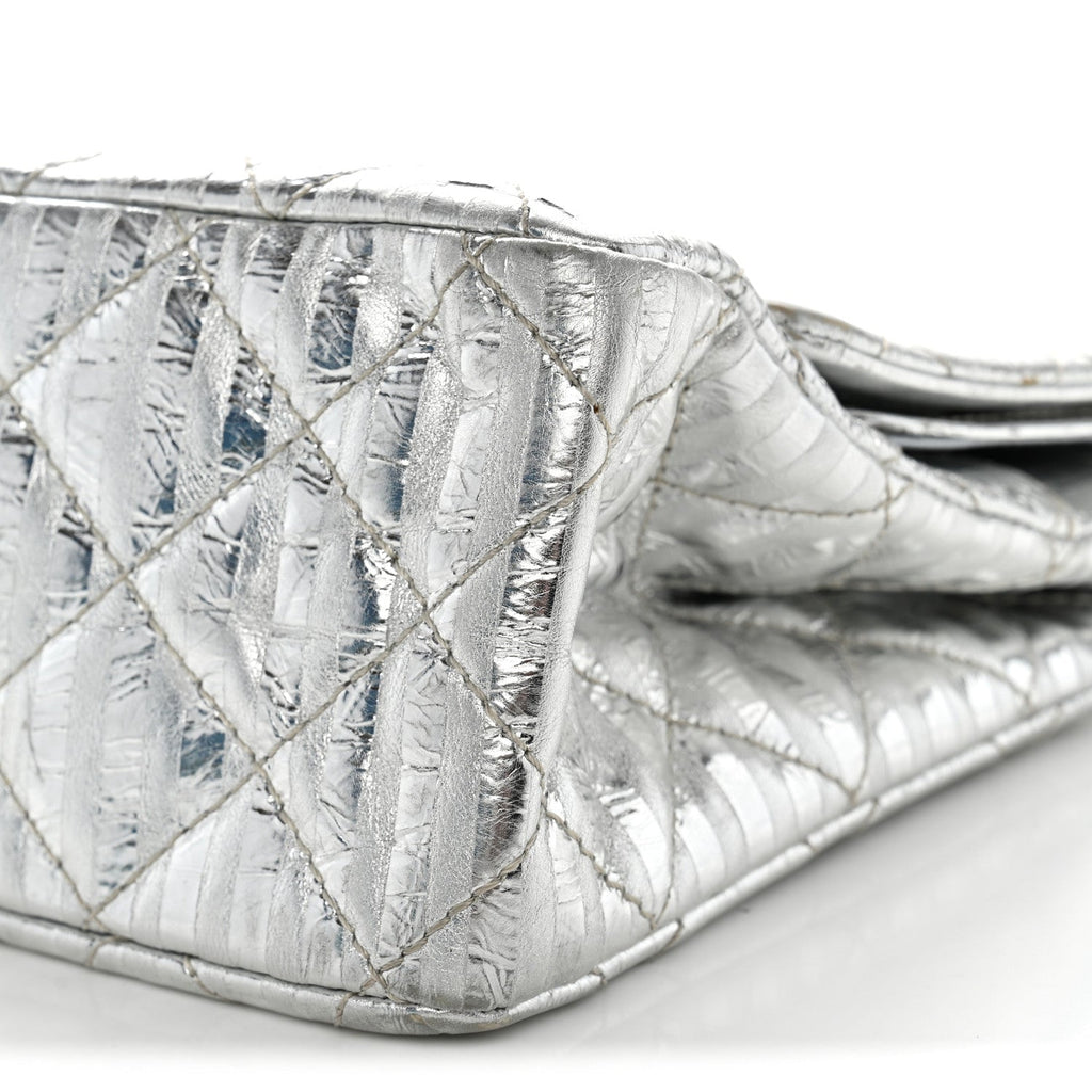 Metallic Calfskin Striped 2.55 Reissue 227 Silver