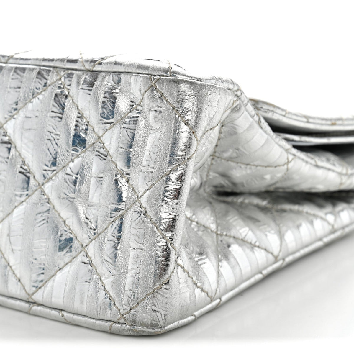 Metallic Calfskin Striped 2.55 Reissue 227 Silver