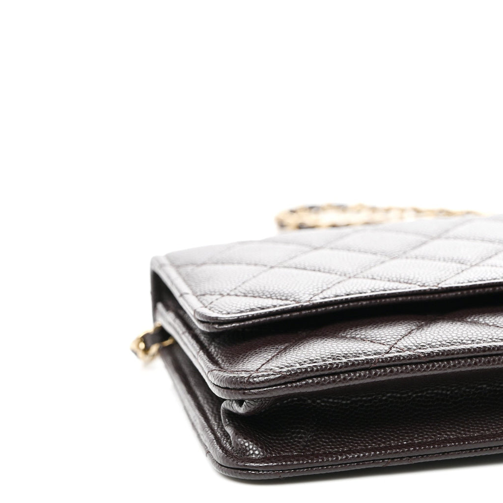 Caviar Quilted Wallet on Chain WOC Purple