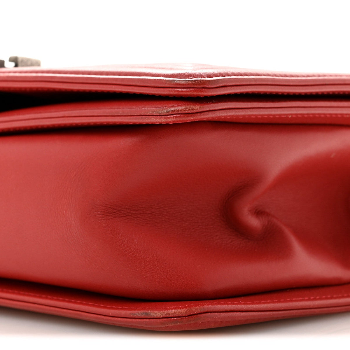 Calfskin Chevron Quilted Medium Boy Flap Red