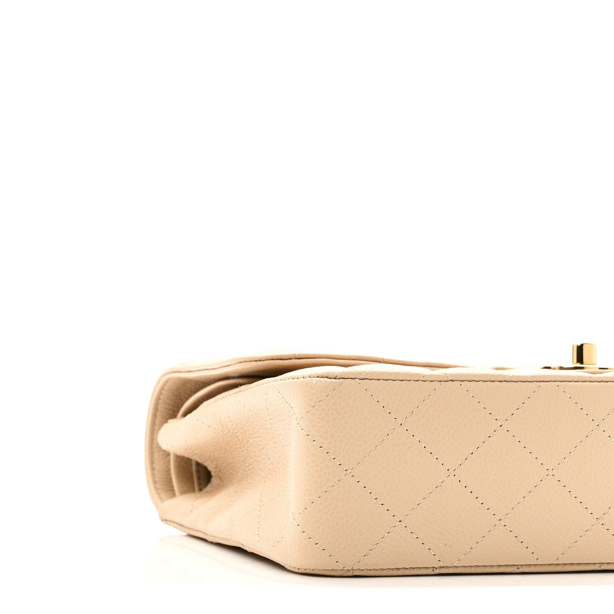 Caviar Quilted Medium Double Flap Beige