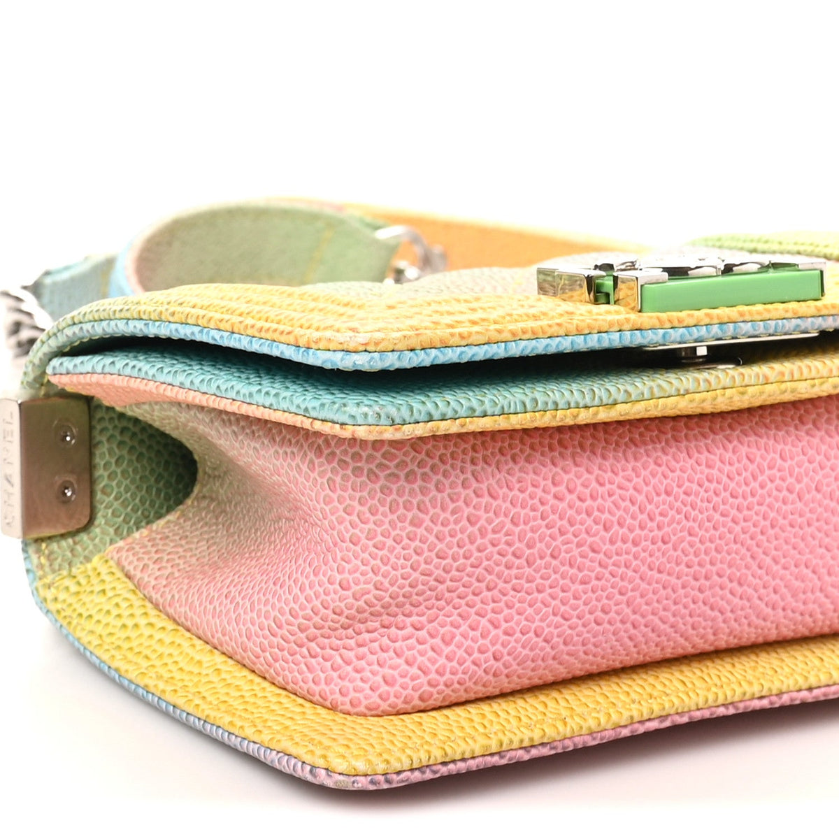 Caviar Quilted Mini Cuba Rainbow Boy Flap  Pink Multicolor
