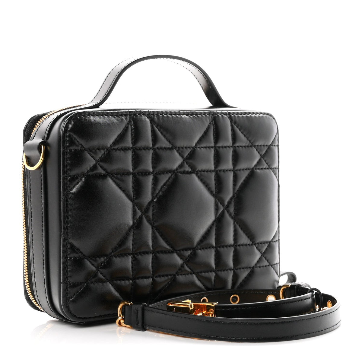 Calfskin Macrocannage Caro Box Bag Black