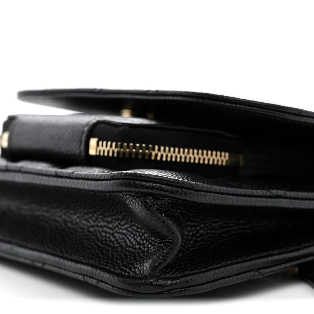 Caviar Quilted Business Affinity Clutch With Chain Black