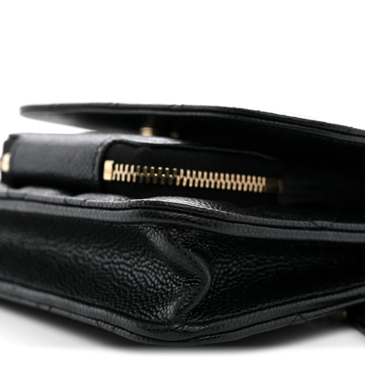 Caviar Quilted Business Affinity Clutch With Chain Black
