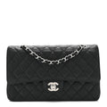 Caviar Quilted Medium Double Flap Black