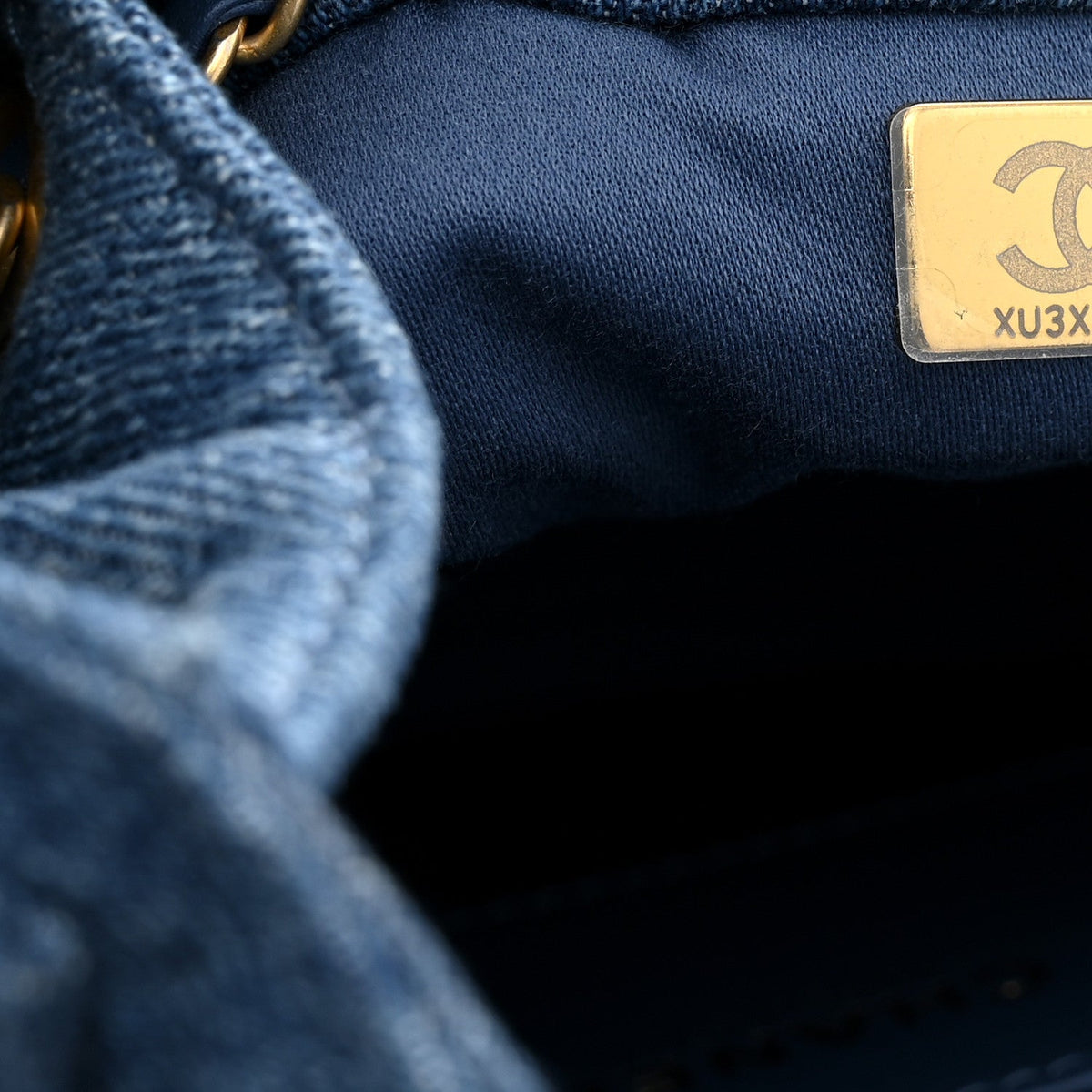 Washed Denim Quilted Small Chanel 25 Handbag Blue