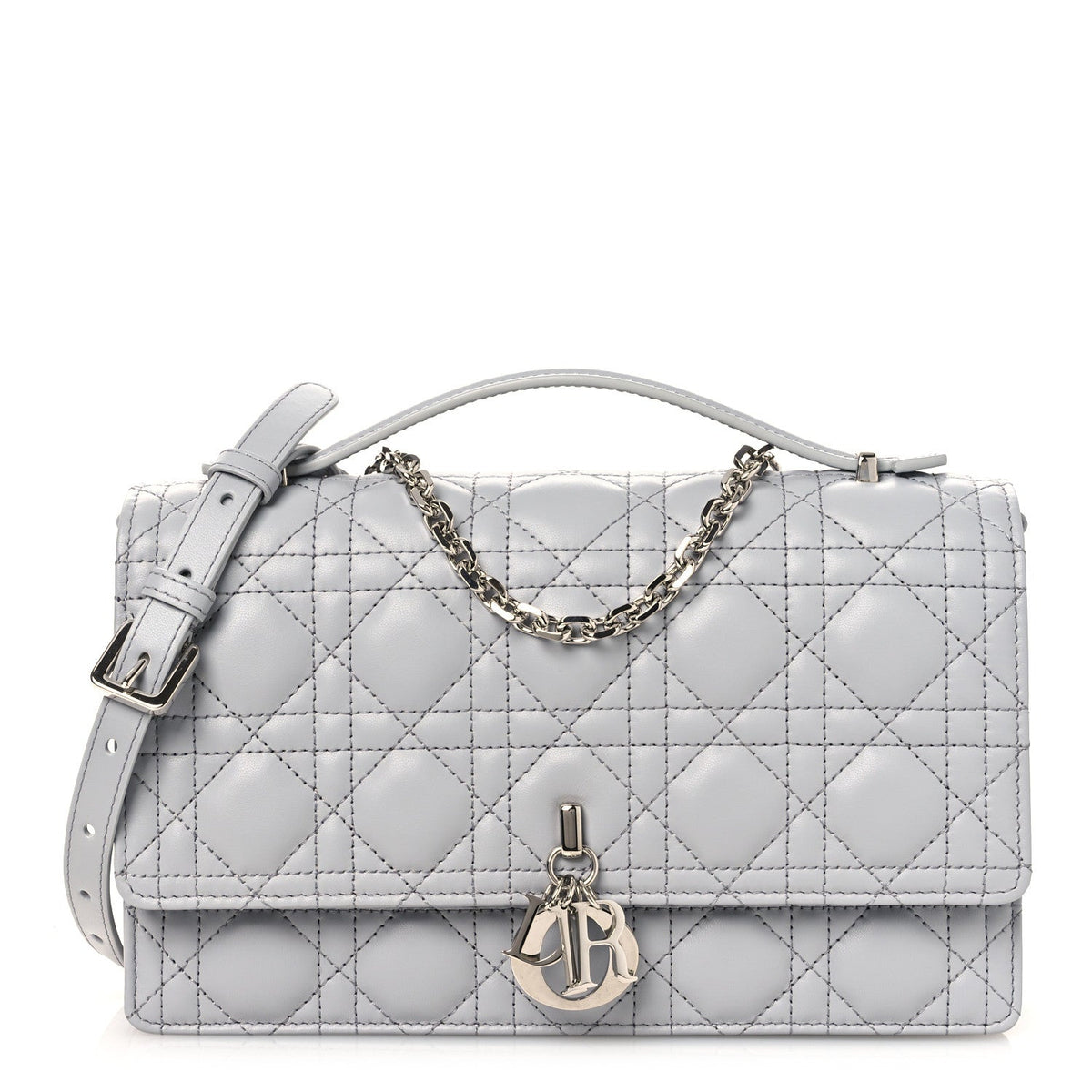 Lambskin Cannage My Dior Top Handle Bag Cloud Blue