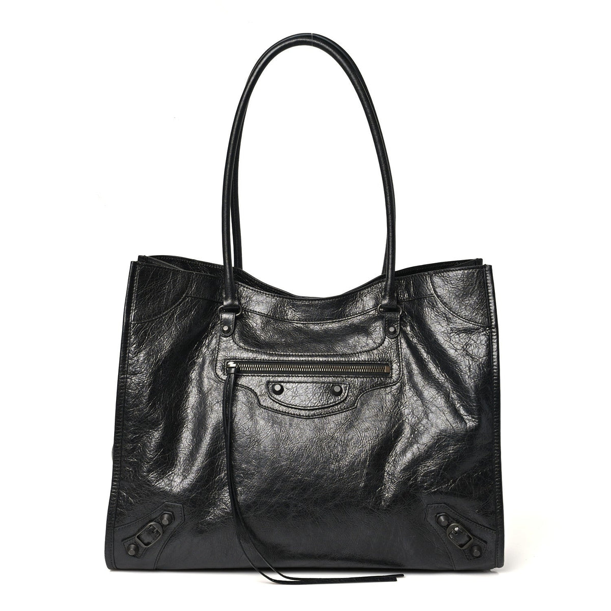 Agneau Arena Classic Hardware Medium Le City Tote Black