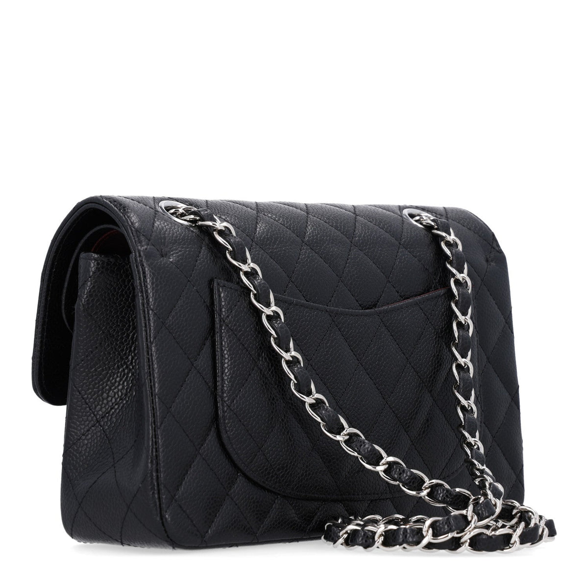 Caviar Quilted Small Double Flap Black
