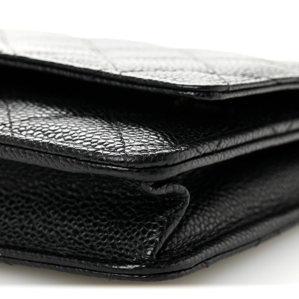 Caviar Quilted Wallet on Chain WOC Black