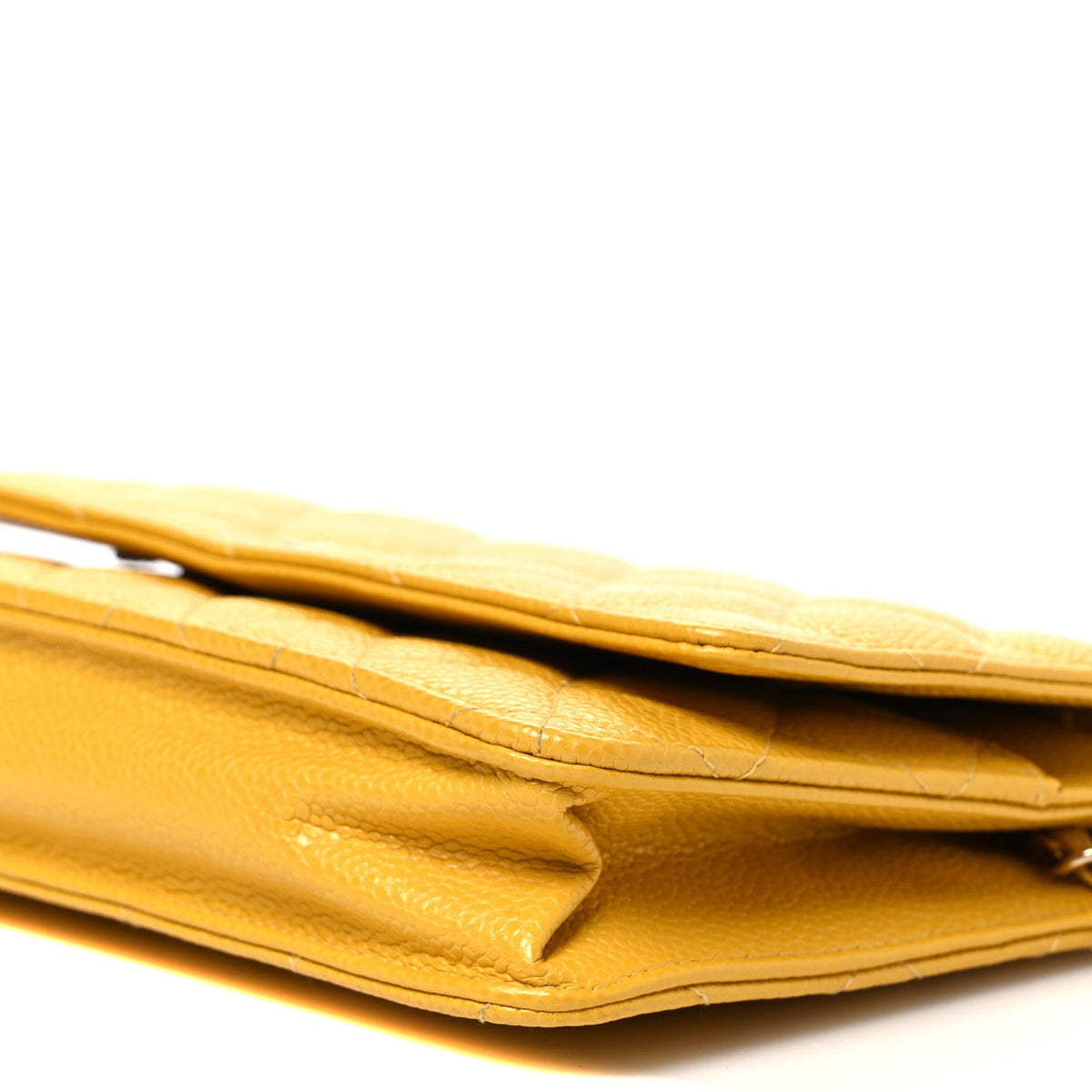 Caviar Quilted Wallet on Chain WOC Yellow