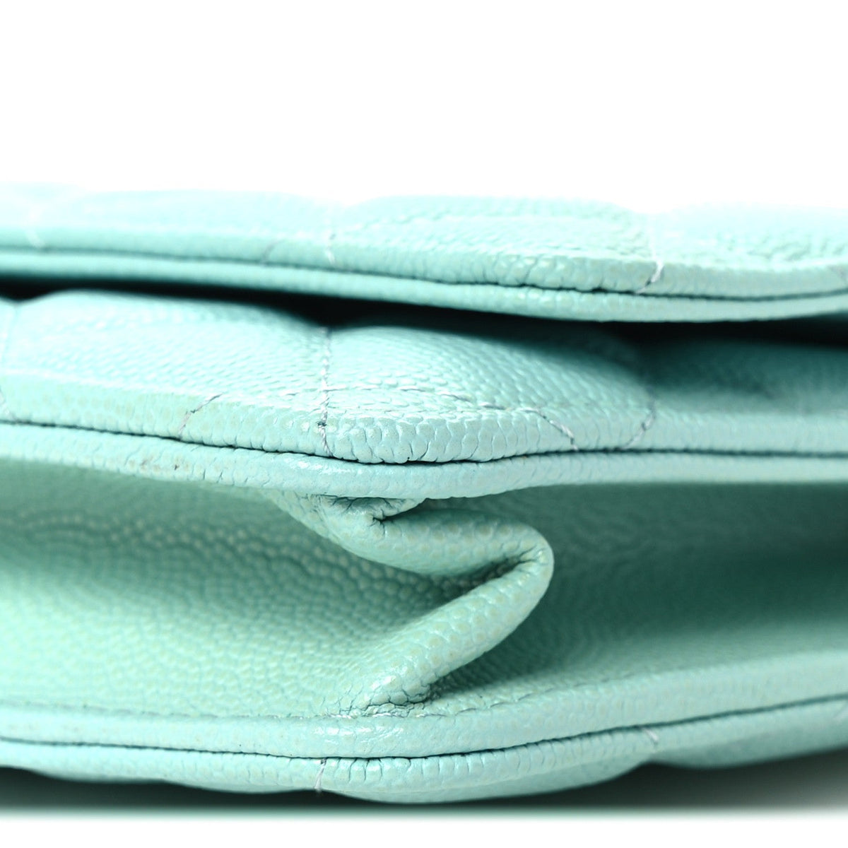 Caviar Quilted Wallet On Chain WOC Turquoise