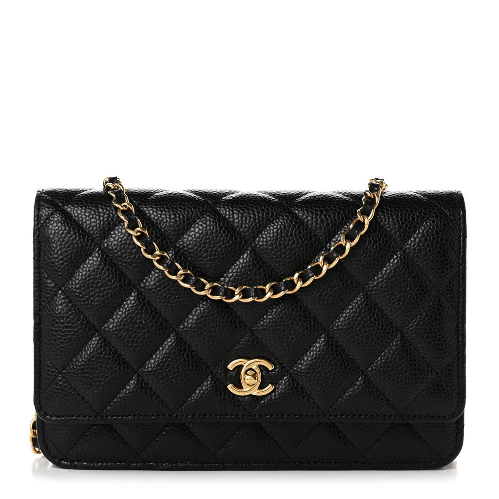Caviar Quilted CC Turnlock Wallet On Chain WOC Black