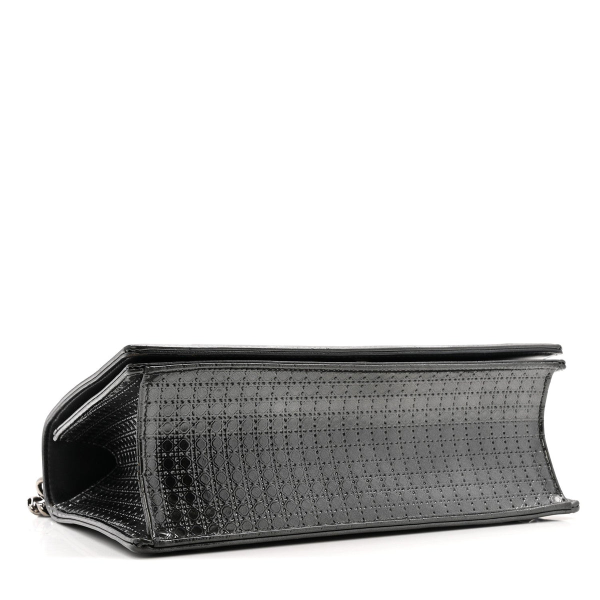 Metallic Patent Micro-Cannage Medium Diorama Flap Bag Onyx Black