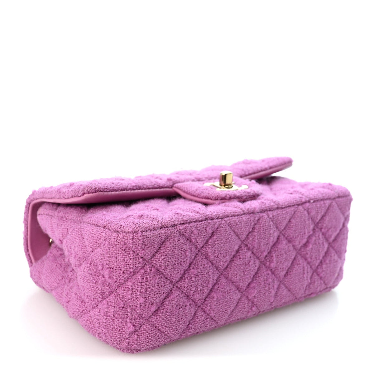 Tweed Quilted Mini Rectangular Flap Purple