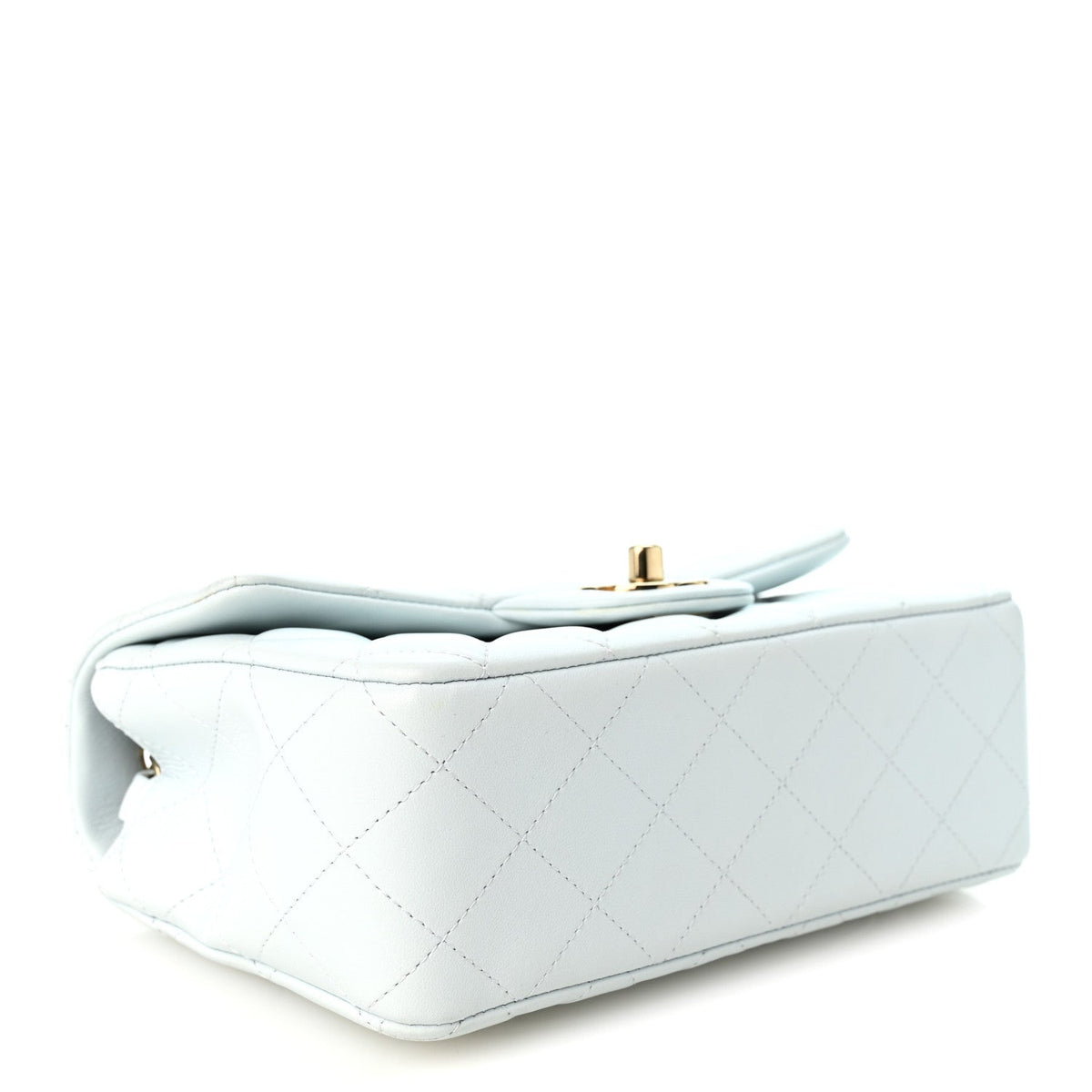 Lambskin Quilted Mini Rectangular Flap Light Blue