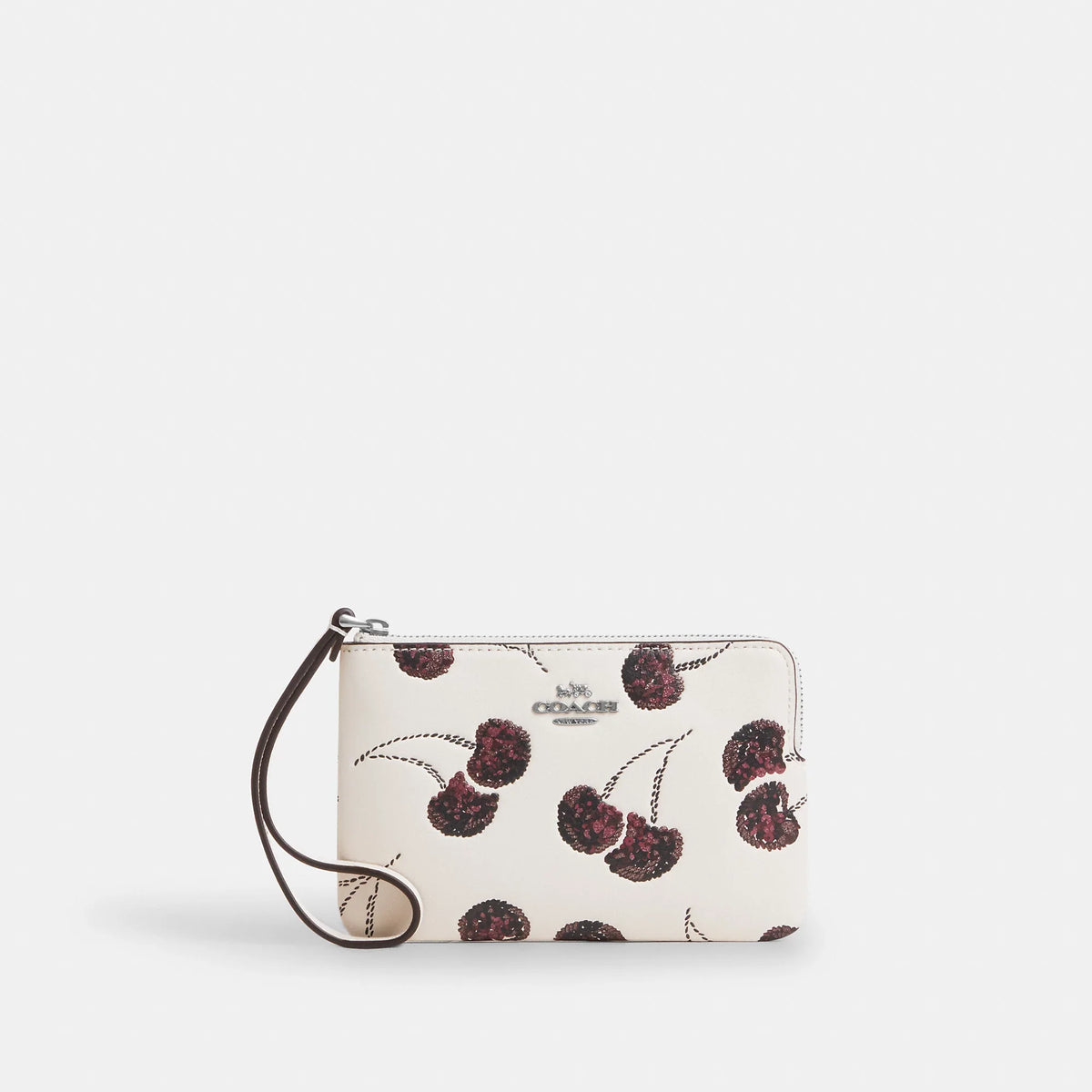 Coach Outlet Corner Zip Wristlet With Cherry Print