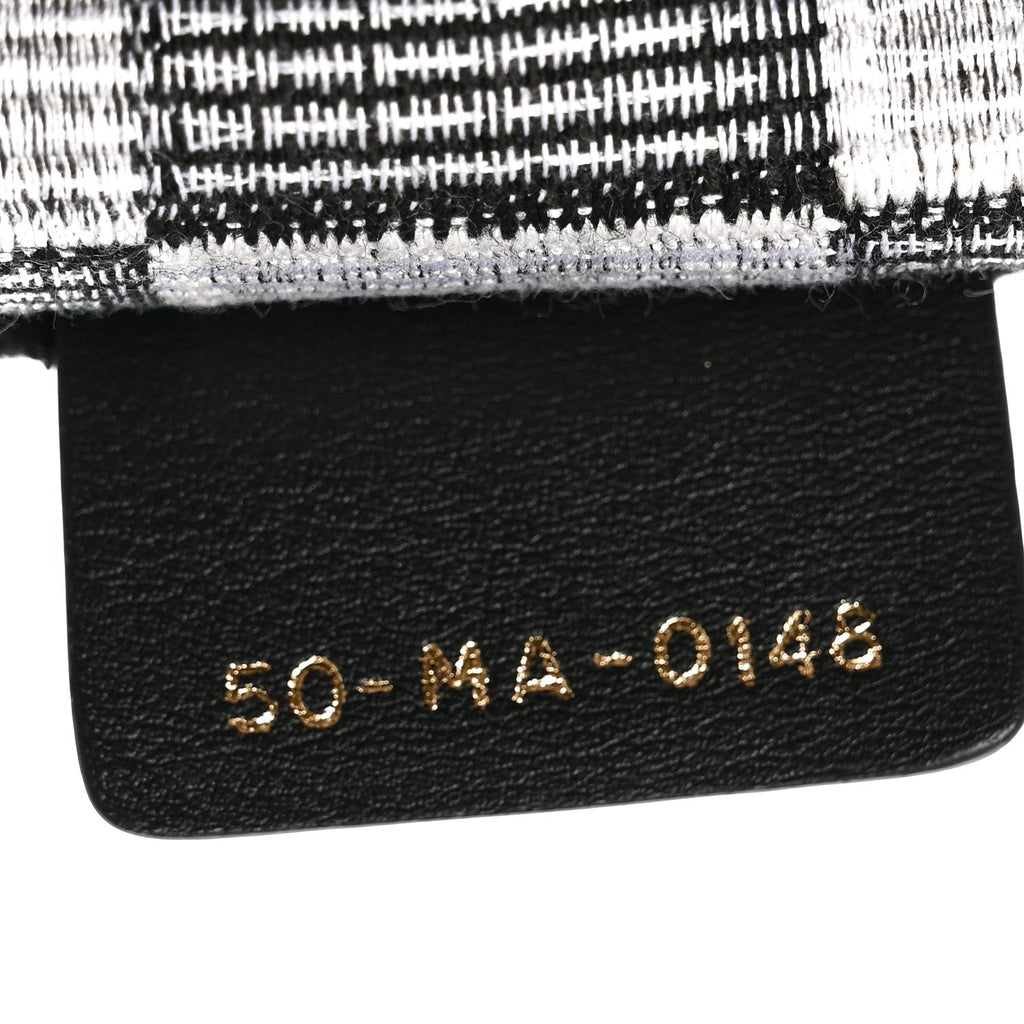 Canvas Embroidered Checkered Book Tote Black White