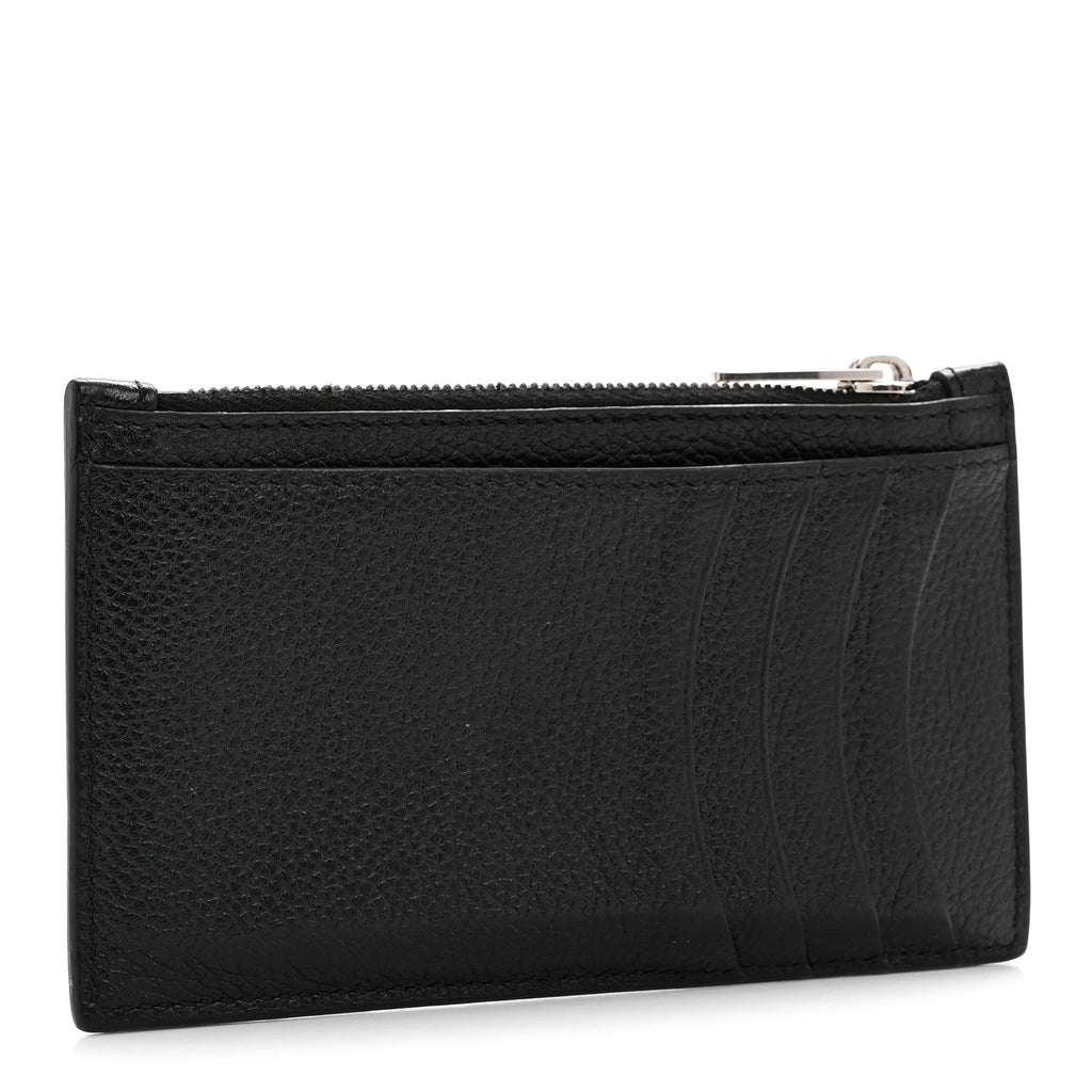 Calfskin Hourglass Long Coin Case Card Holder Black