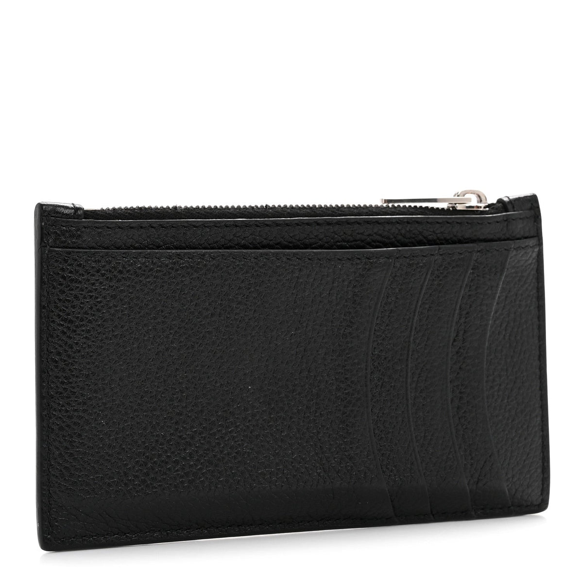 Calfskin Hourglass Long Coin Case Card Holder Black