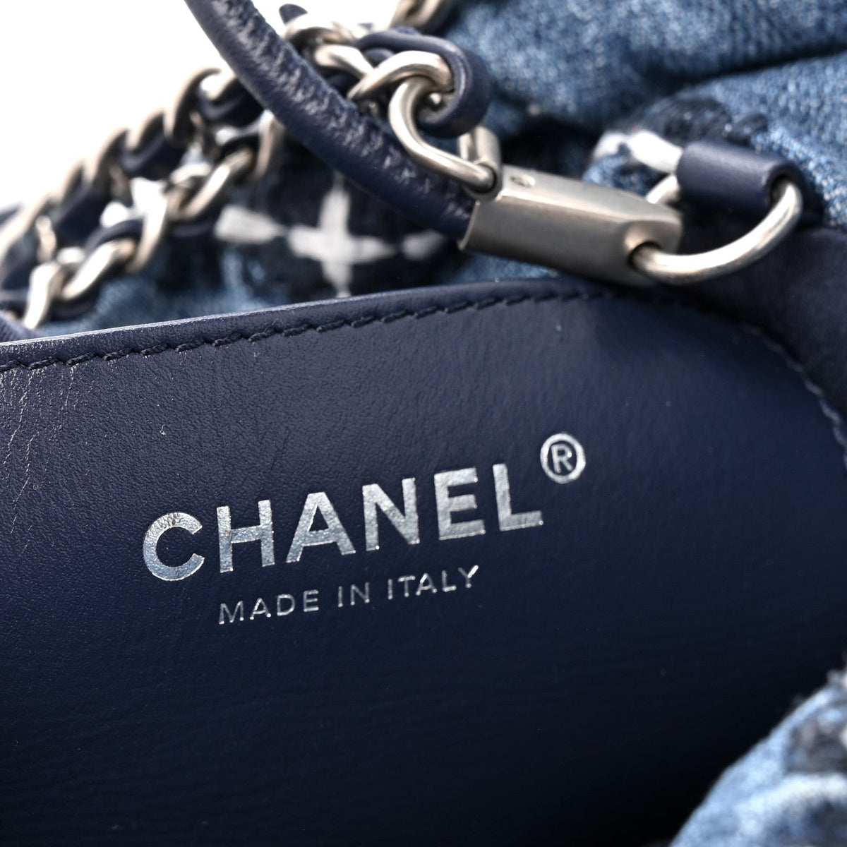 Denim Stitched Quilted Mini Chanel 22 Blue