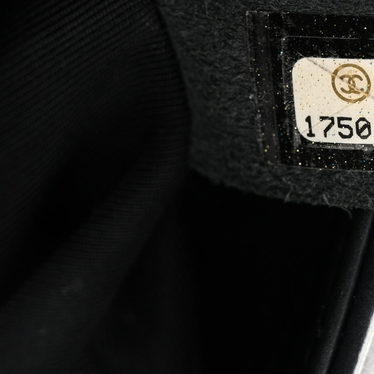Glitter Glazed Calfskin Medium Boy Flap Black