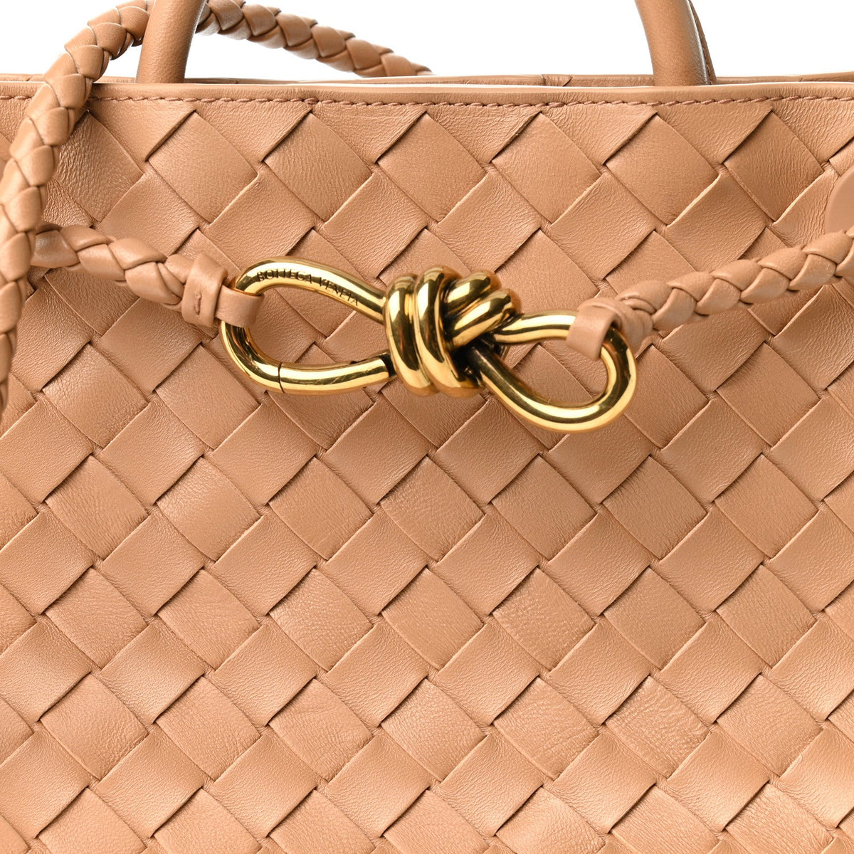 Nappa Intrecciato Small Andiamo Shoulder Bag Biscuit