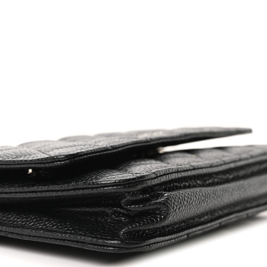 Caviar Quilted Wallet on Chain WOC Black