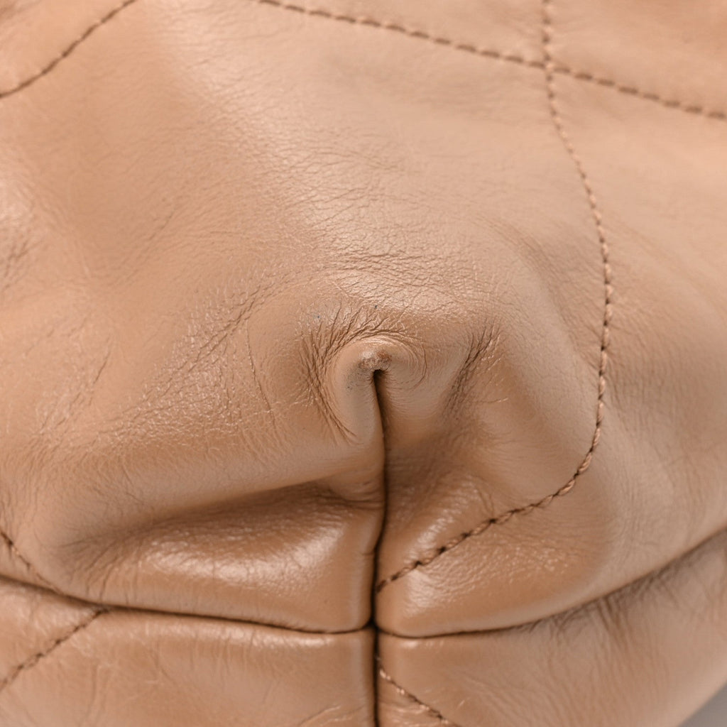 Shiny Calfskin Quilted Chanel 22 Beige