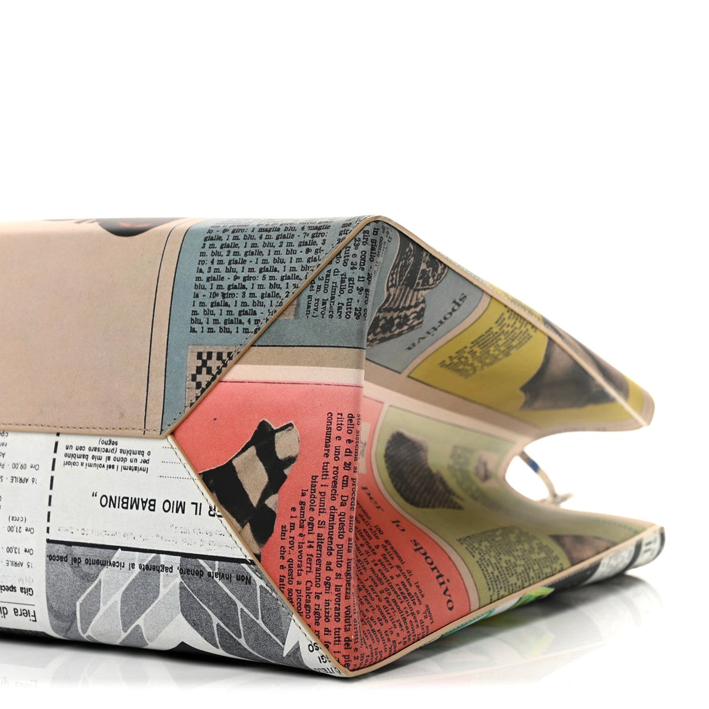 Printed Calfskin Medium Newspaper Tote Bag