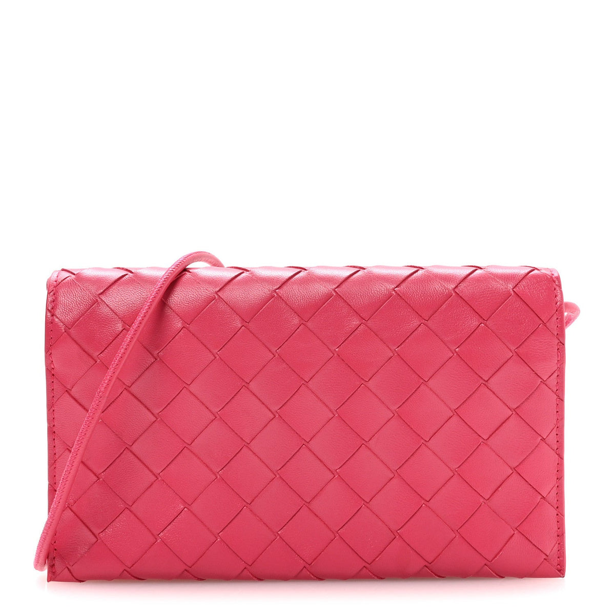 Nappa Intrecciato Wallet On Strap Cranberry