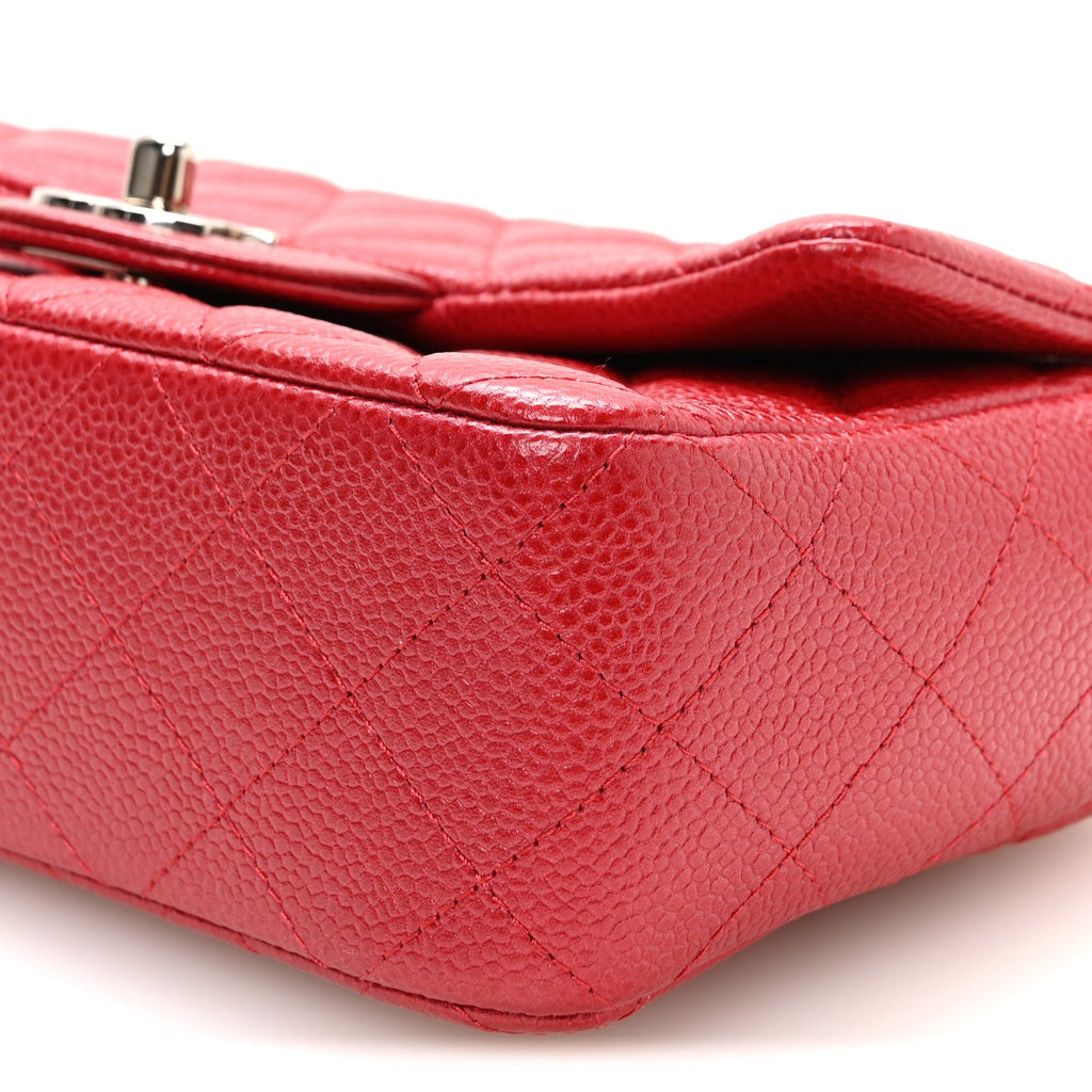 Caviar Quilted Mini Rectangular Flap Red