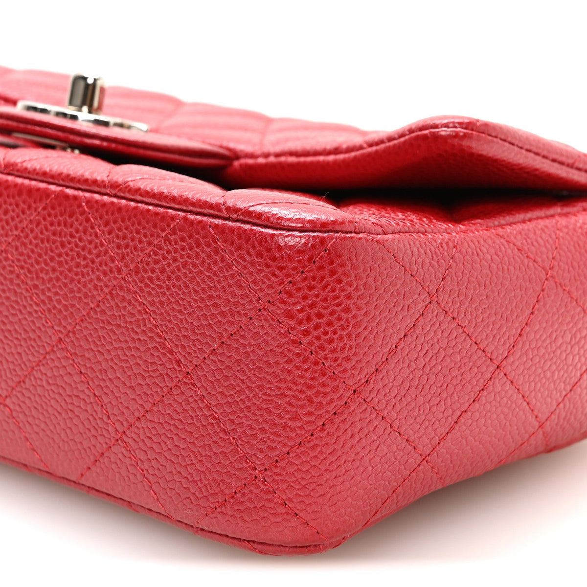 Caviar Quilted Mini Rectangular Flap Red