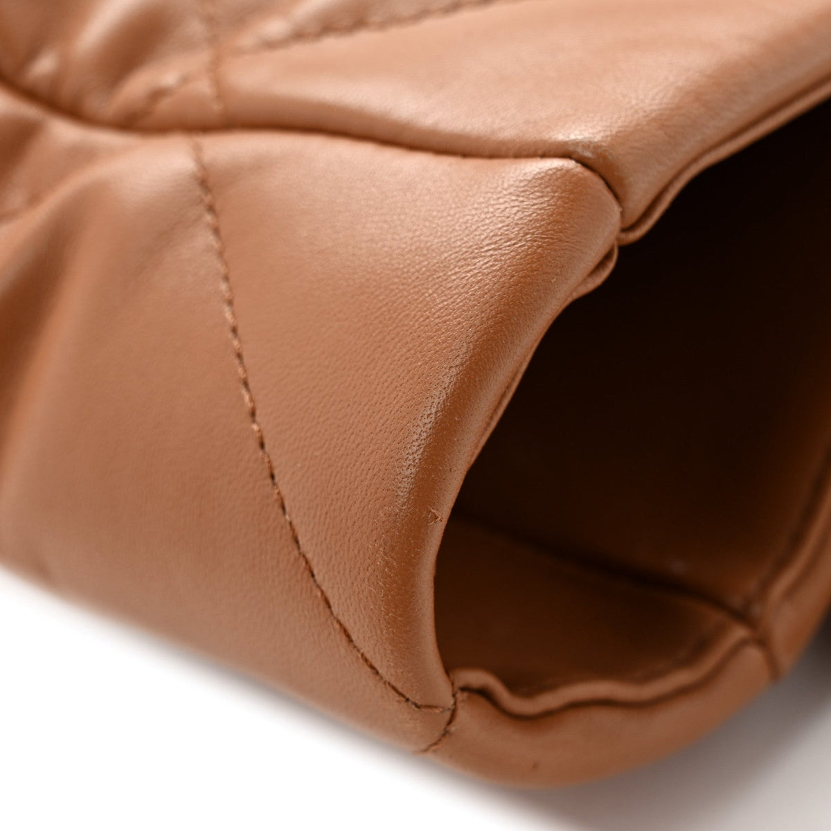 Lambskin Quilted Chanel 19 East West Shopping Bag Brown