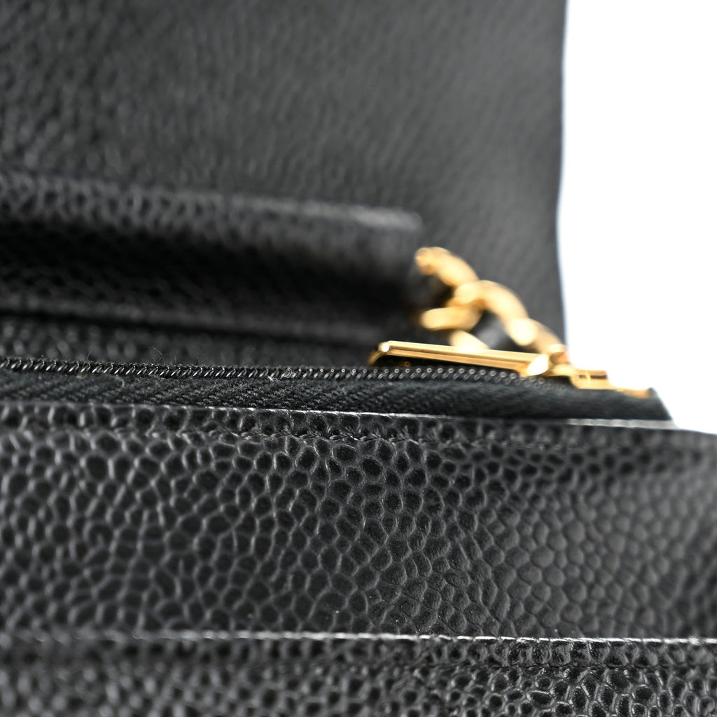 Caviar Quilted Wallet on Chain WOC Black