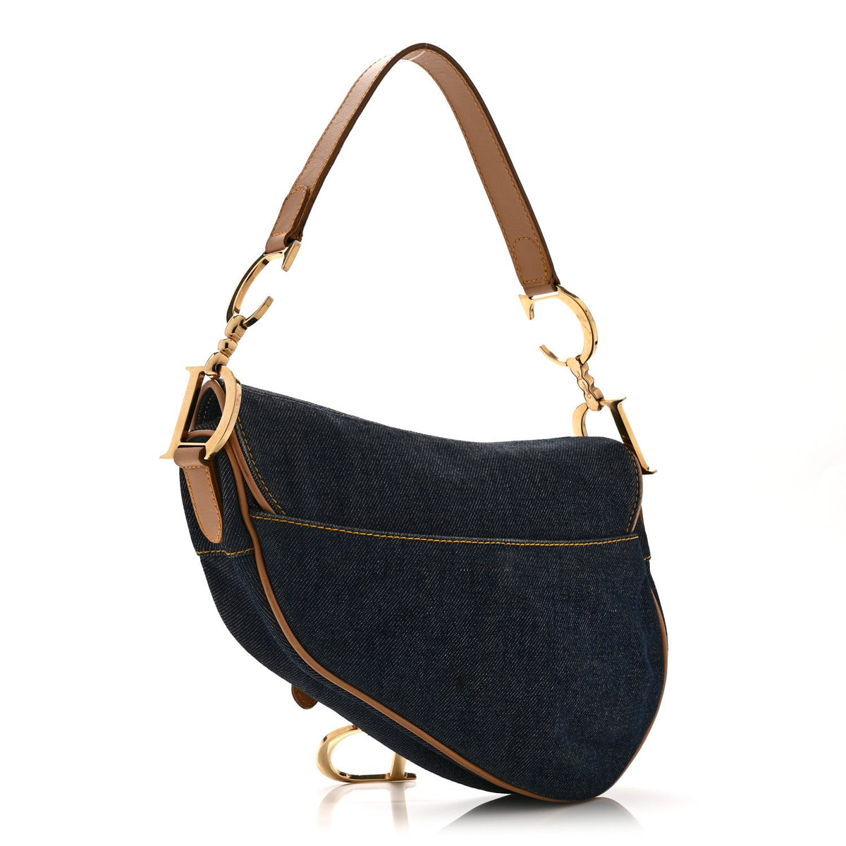Denim Calfskin Saddle Bag  Blue